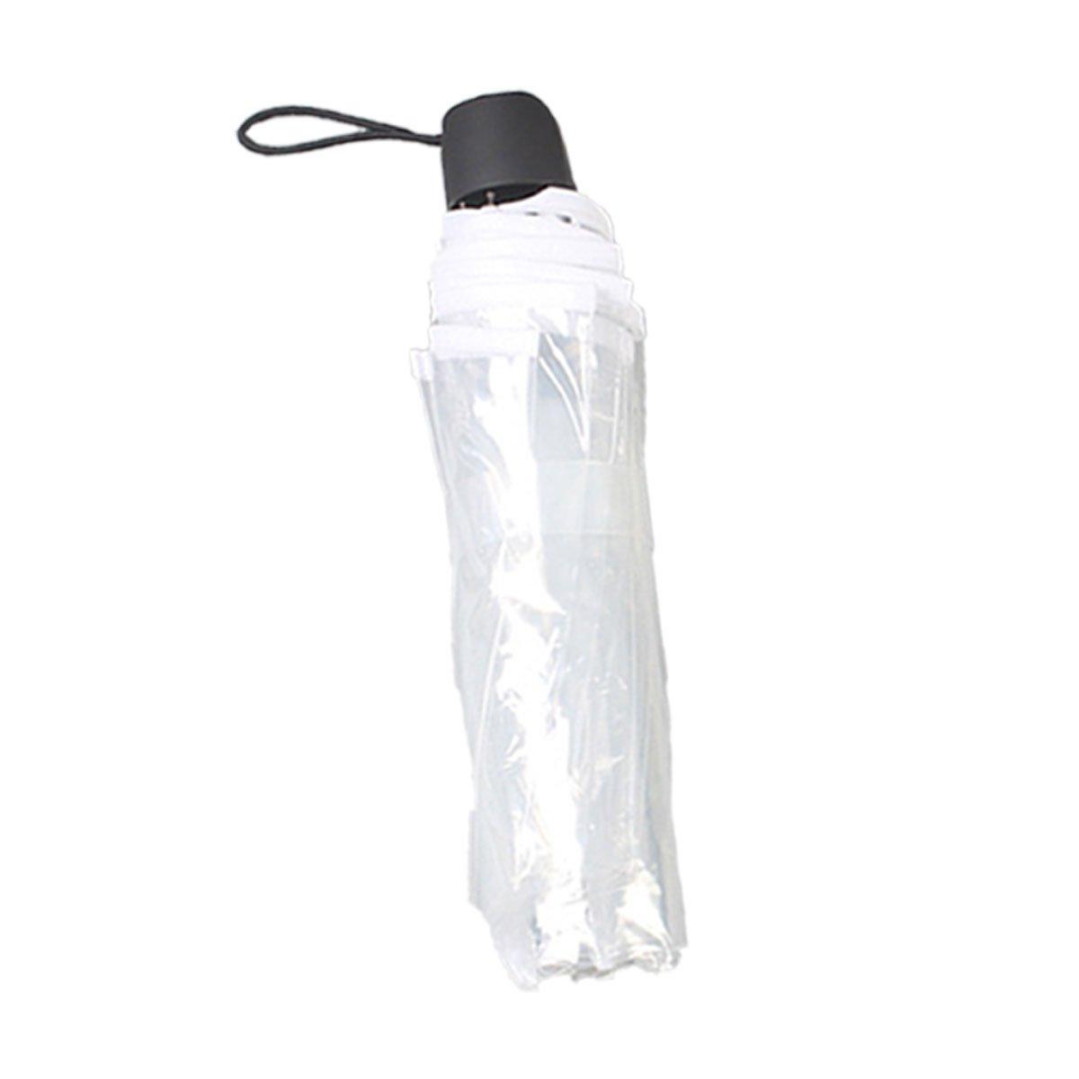 Transparent Folding Umbrella Compact Tri Fold Design Clear Rain Protection Cover - Automation-Black