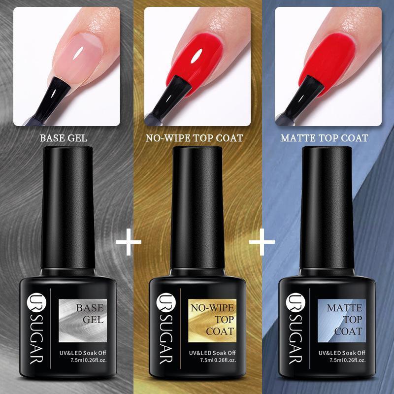 Color Glitter Nail Gel Polish UV LED Varnish Soak Off Manicure Top & Base Coat - UR-5