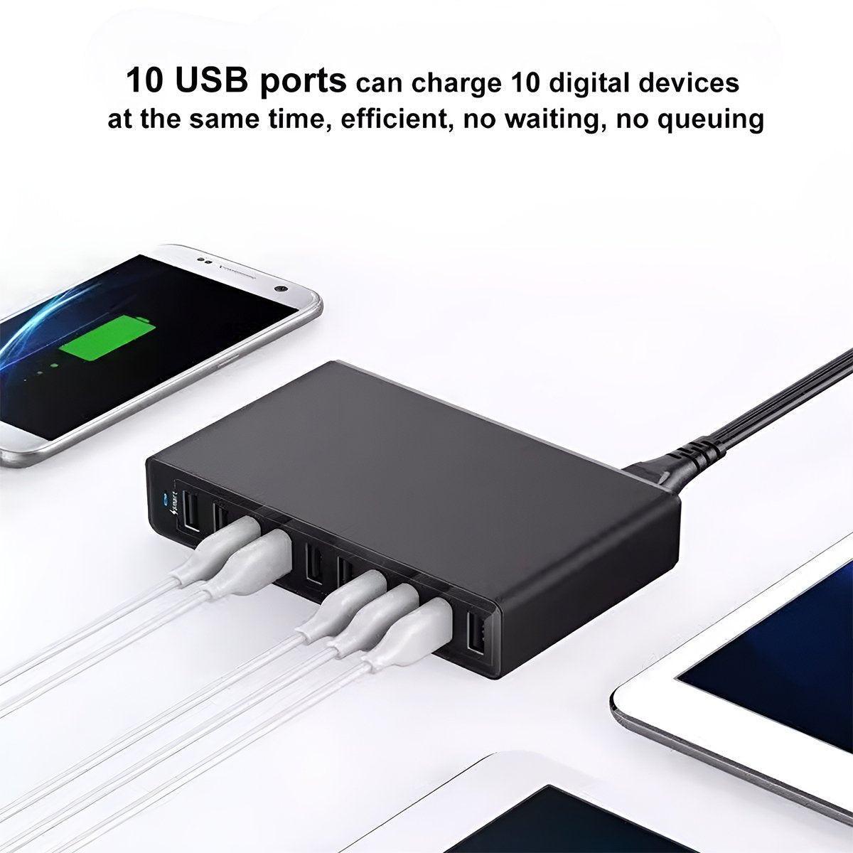 60W 10 Port USB Charger Multi Port AC Adapter Travel Wall Hub Charging Station