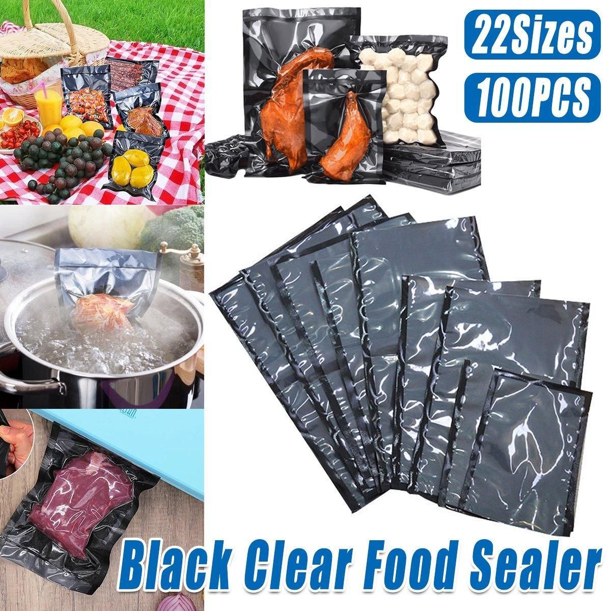 100pcs Transparent Vacuum Bags Air Compression Sealed Food Packaging - 9*13cm