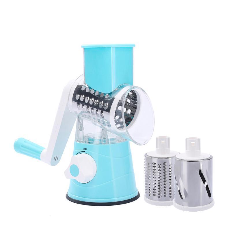 Kitchen Vegetable Fruit Slicer Cutter Shredder Food Manual Rotary Grater Chopper - Green