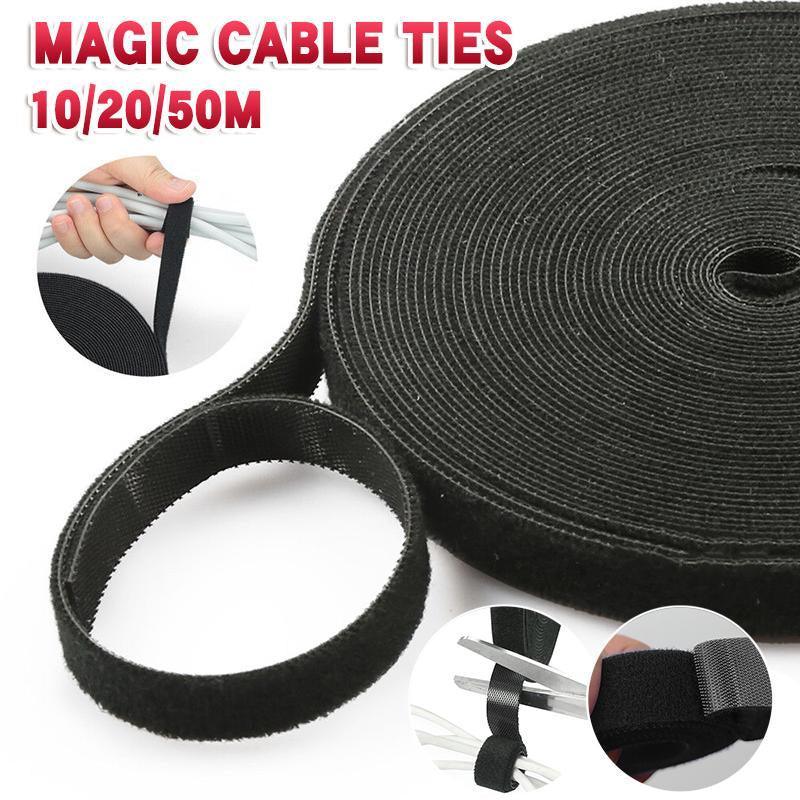 10/20/50M Hook&Loop Heavy Duty Strap Reusable Cable Ties Grip TV Tidy Organizer - 10M-20mm