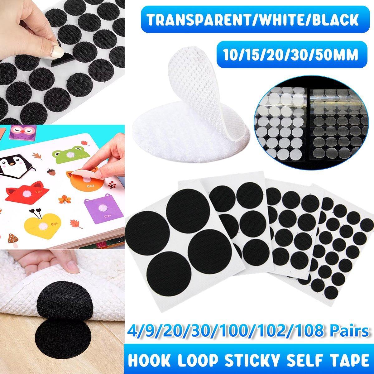 Strong Sticky Round Self Adhesive Dots DIY Bond Tape No Mark Fasteners - White 30Pairs - 15mm