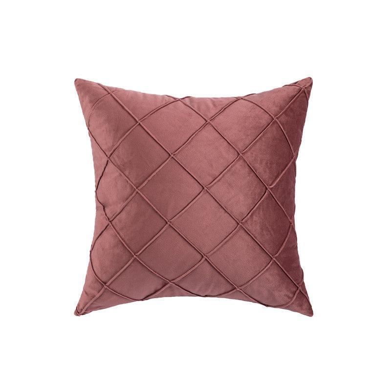 Velvet Cushion Cover Pleated Checked Plaid Plush Decorative Lounge Cushion Cover - White