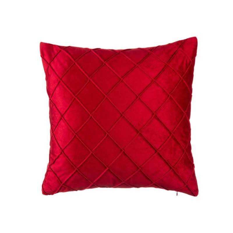 Velvet Cushion Cover Pleated Checked Plaid Plush Decorative Lounge Cushion Cover - White