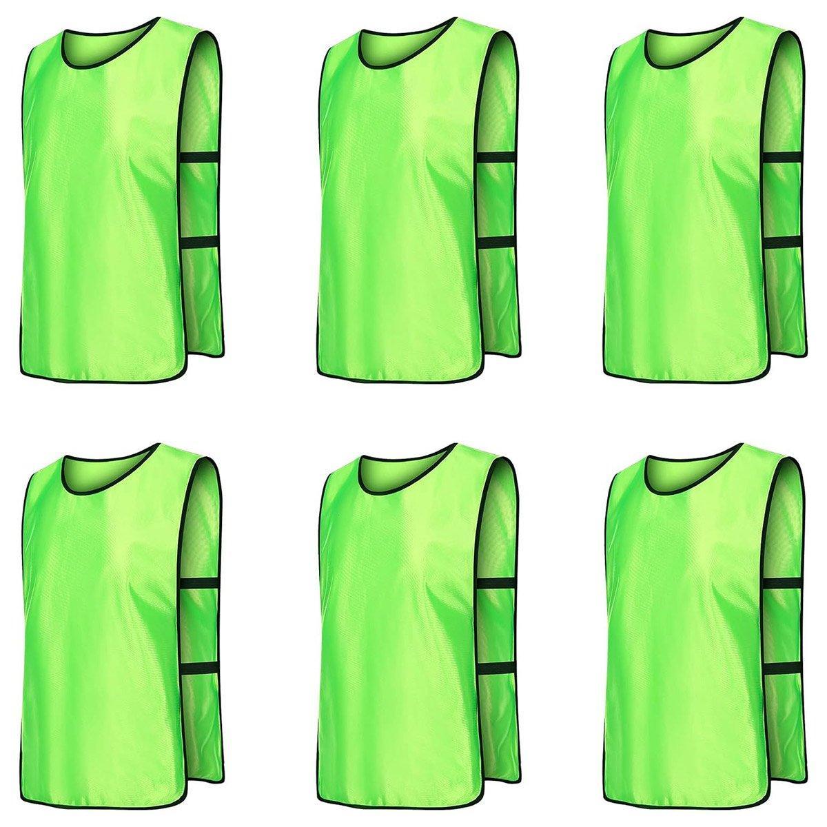 6X Sports Training Bibs Soccer Vests Group Team Bibs Basketball Cricket Football - Pink-L