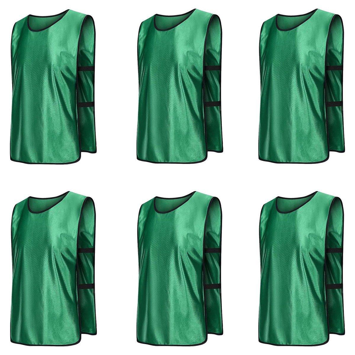 6X Sports Training Bibs Soccer Vests Group Team Bibs Basketball Cricket Football - GrassGreen-M