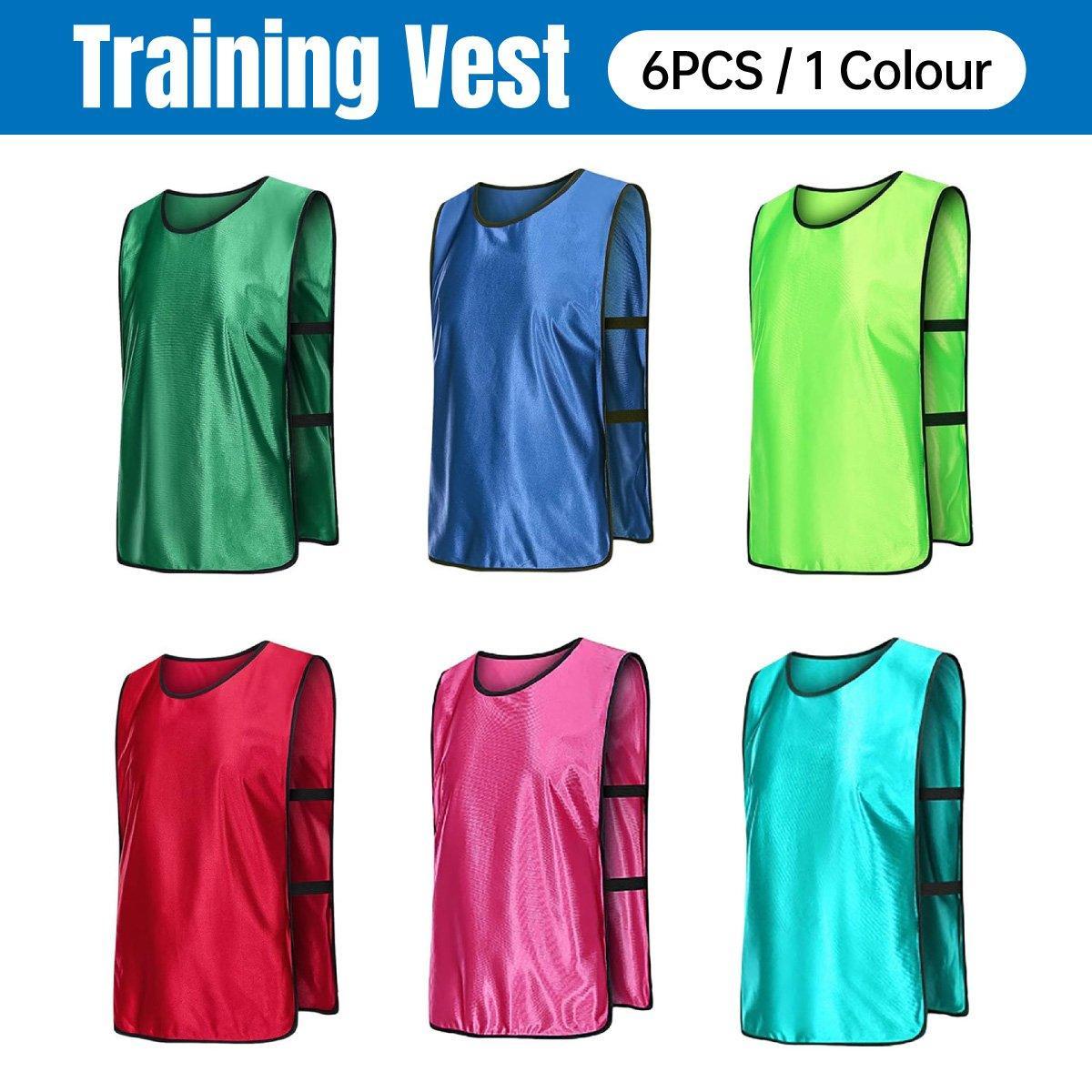 6X Sports Training Bibs Soccer Vests Group Team Bibs Basketball Cricket Football - Pink-M