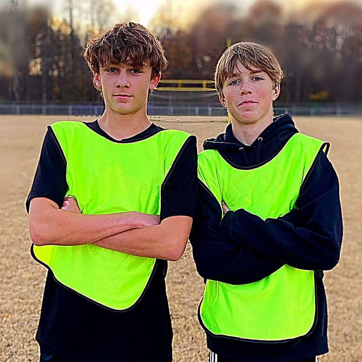 6X Sports Training Bibs Soccer Vests Group Team Bibs Basketball Cricket Football - Fluorescent Green-S