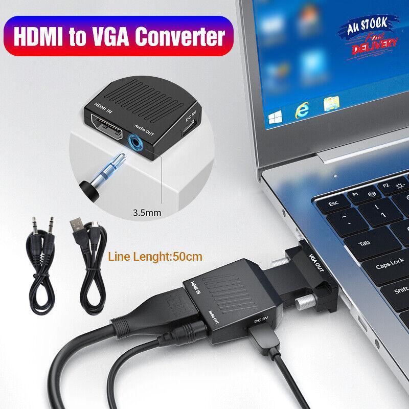 Hdmi To Vga Male Video Adapter Female Cable Converter With Audio Hd 1080P Au