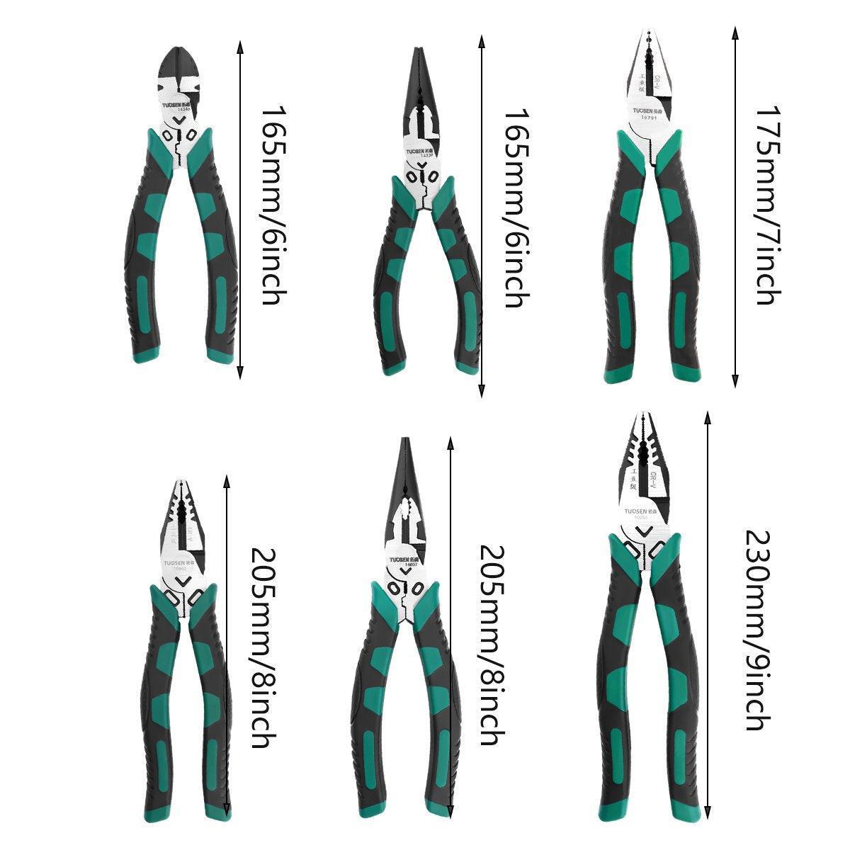 Labor-Saving Multi-Functional Tiger Pliers Flat Needle-Nose Diagonal Wire Pliers - Wire cutters-7inch