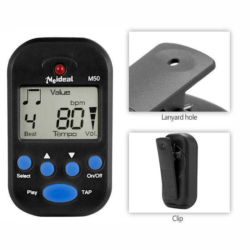 Metronome Digital Lcd Clip-On Mini Professional For Guitar Violin Accessories Au - Black