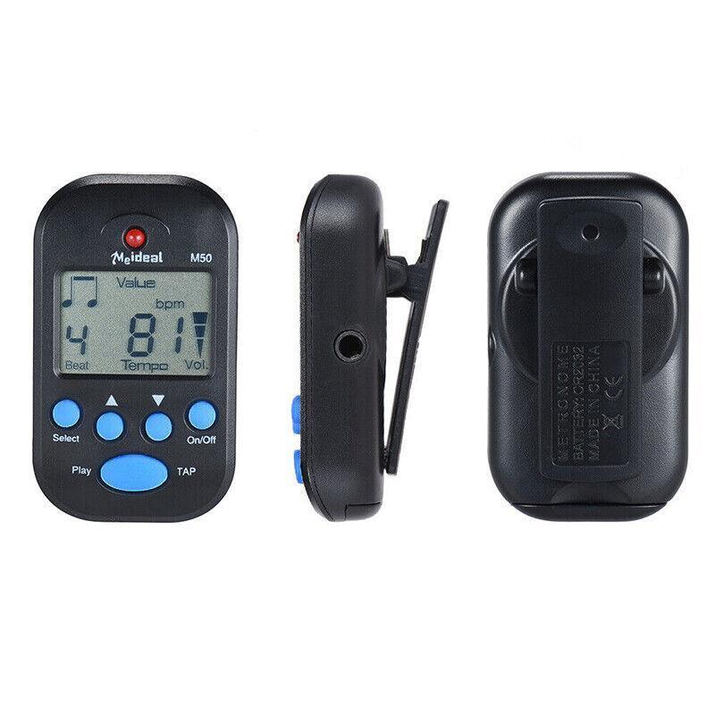 Metronome Digital Lcd Clip-On Mini Professional For Guitar Violin Accessories Au - Black