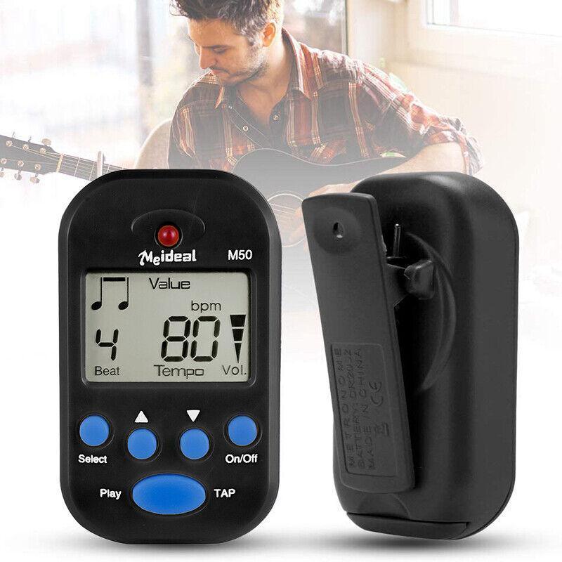 Metronome Digital Lcd Clip-On Mini Professional For Guitar Violin Accessories Au - Black