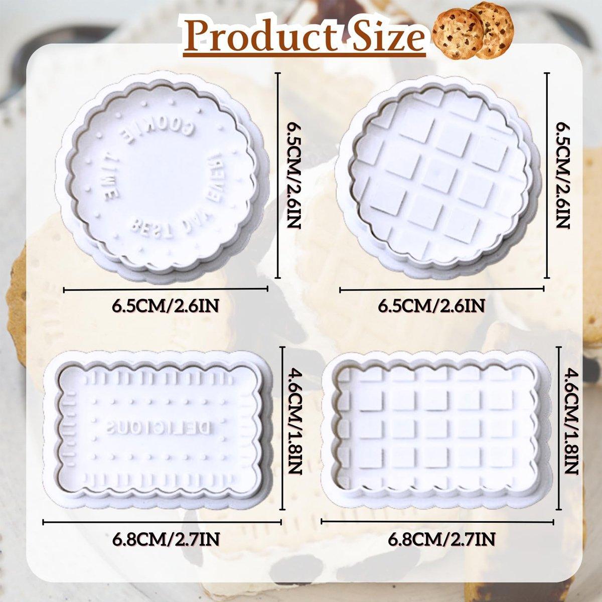 4PCS Plaid Cookie Stamp Set Waffle Biscuit Cutter Press Home Baking Tool Kit