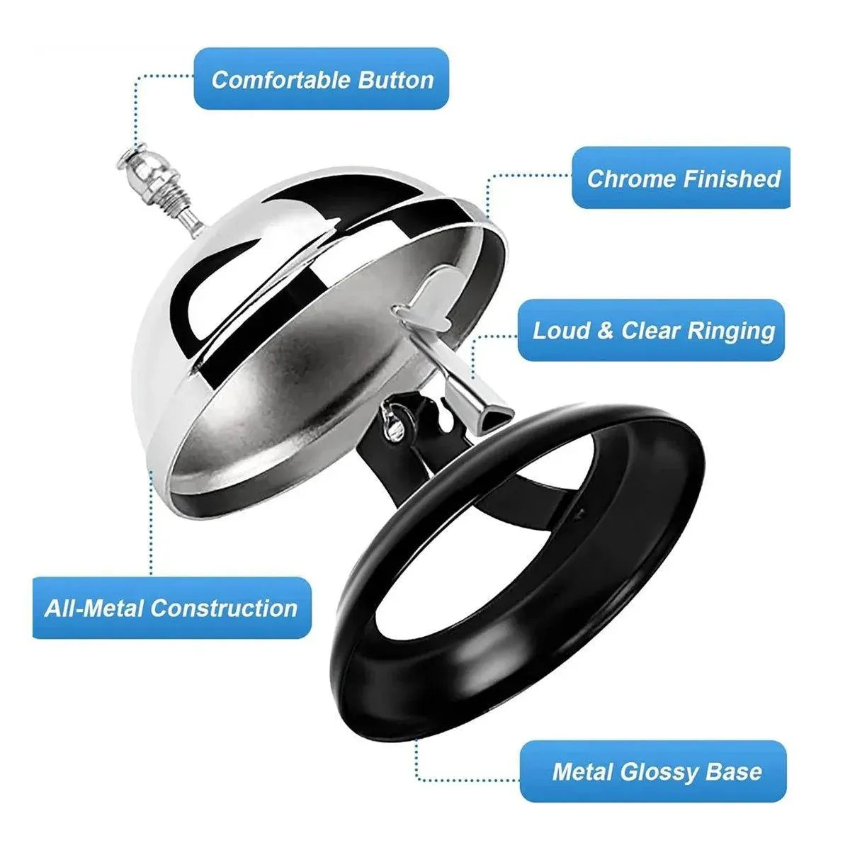 2-Piece Silver Counter Service Bell Set