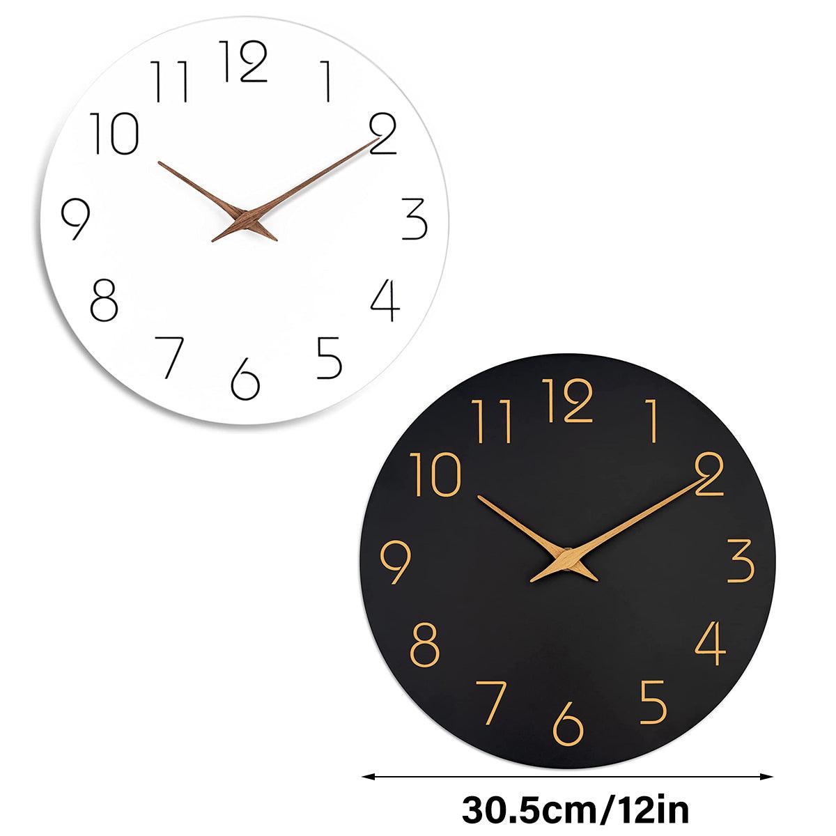 12 Inch Digital Wall Clock Simple Hanging Watch for Living Room Home Decoration - White