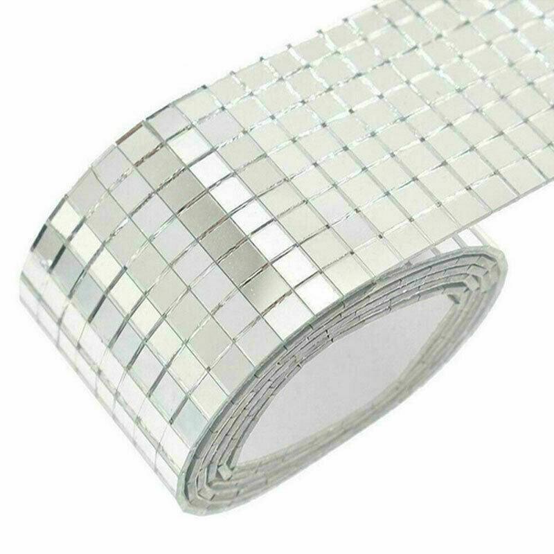 Diy Mini Mosaic Tiles Self-Adhesive Square Mirror Glass Wall Sticker Decors - Gold