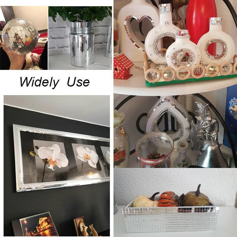 Diy Mini Mosaic Tiles Self-Adhesive Square Mirror Glass Wall Sticker Decors - Rose Gold