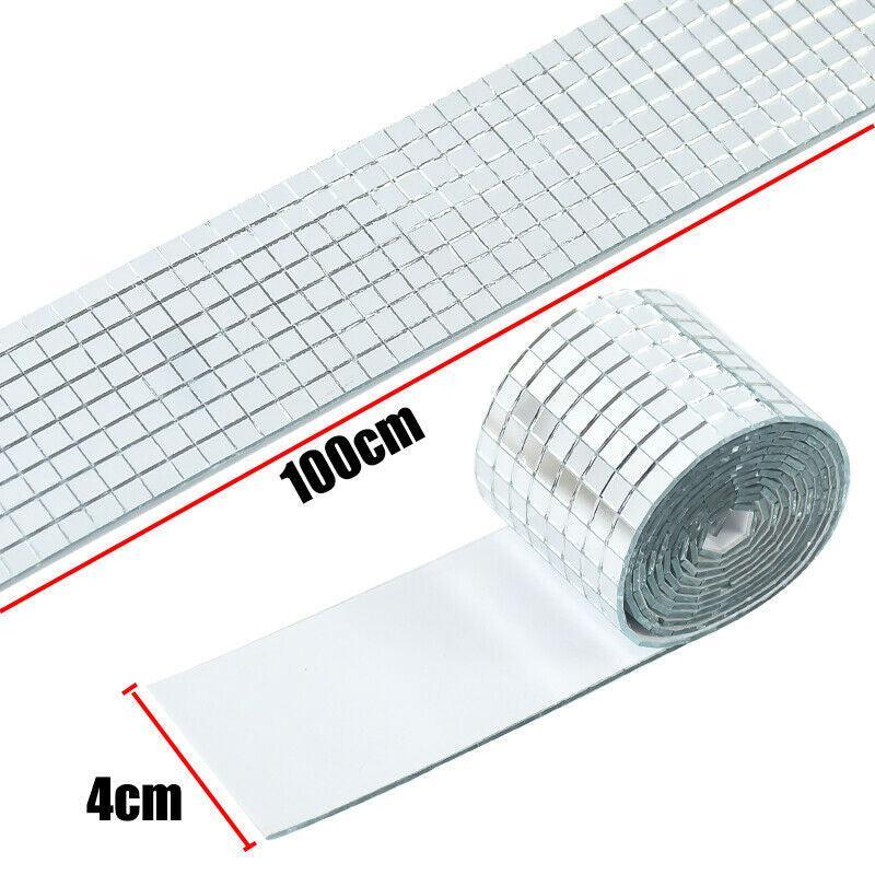 Diy Mini Mosaic Tiles Self-Adhesive Square Mirror Glass Wall Sticker Decors - Silver