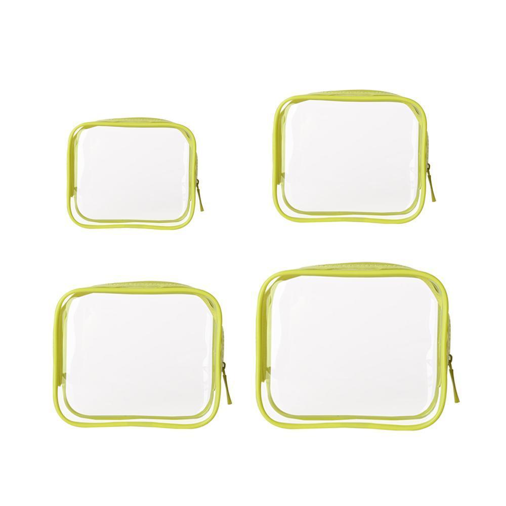 4pcs Durable PVC Cosmetic Bags Easy to Clean Multiple Sizes and Colours 9 Shades - 4pcs-Blue