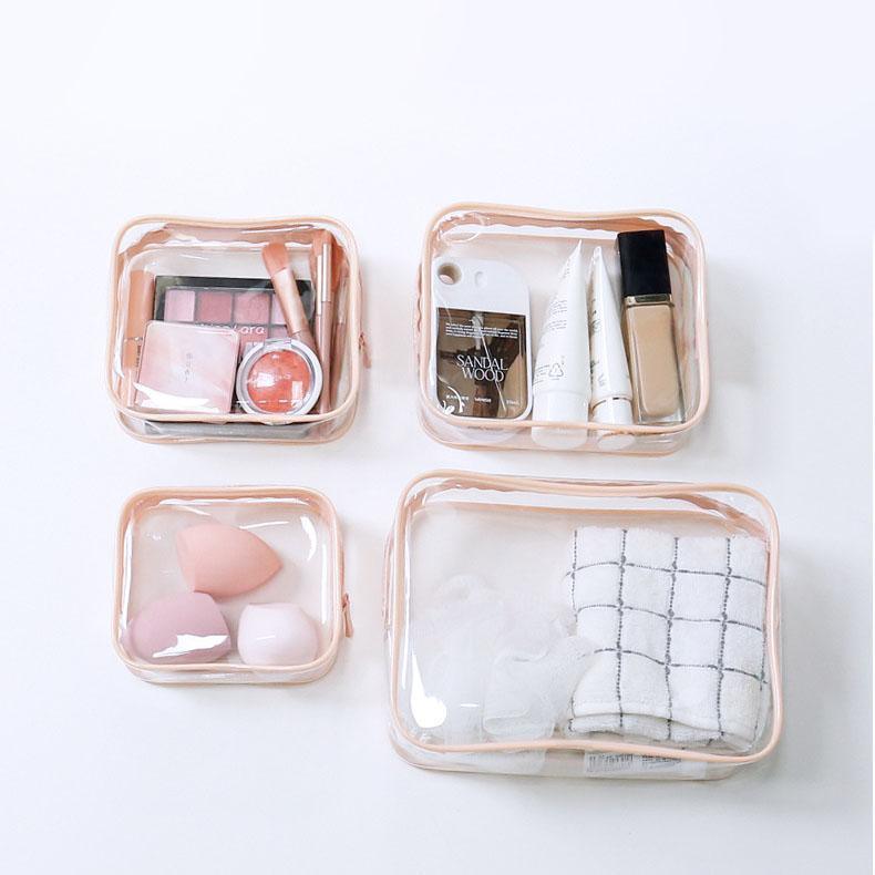 4pcs Durable PVC Cosmetic Bags Easy to Clean Multiple Sizes and Colours 9 Shades - 4pcs-Yellow