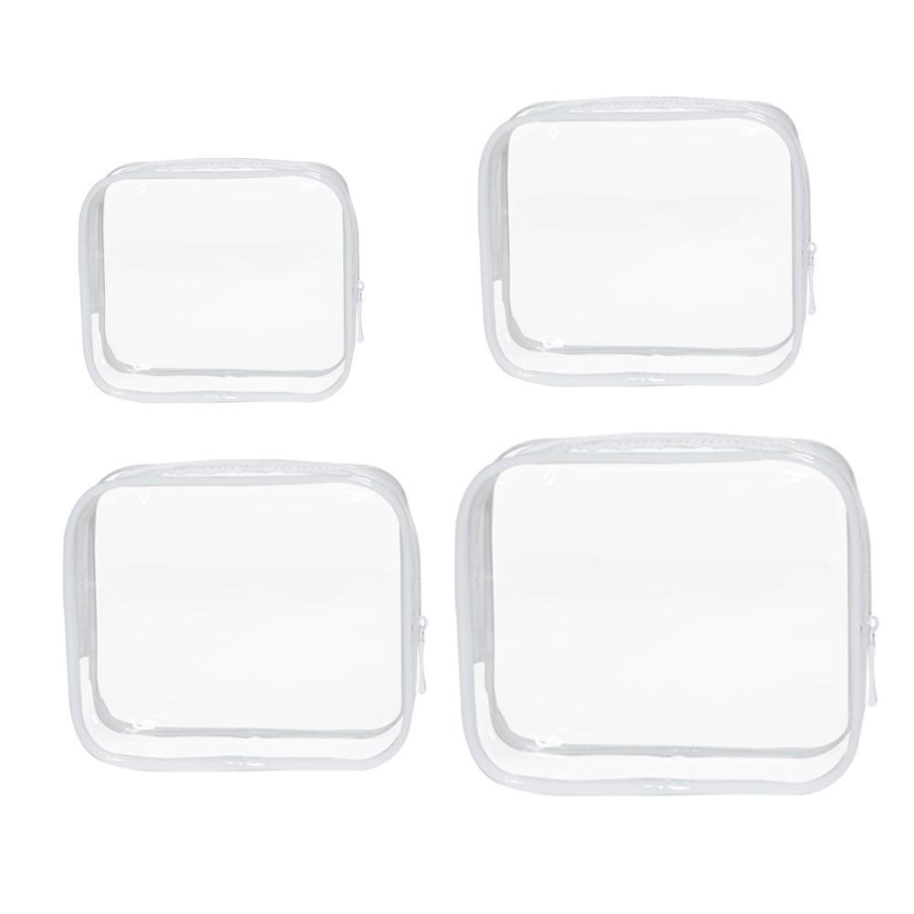 4pcs Durable PVC Cosmetic Bags Easy to Clean Multiple Sizes and Colours 9 Shades - 4pcs-Yellow