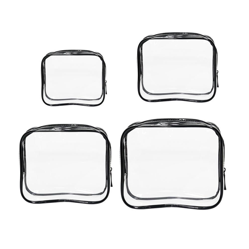 4pcs Durable PVC Cosmetic Bags Easy to Clean Multiple Sizes and Colours 9 Shades - 4pcs-Yellow