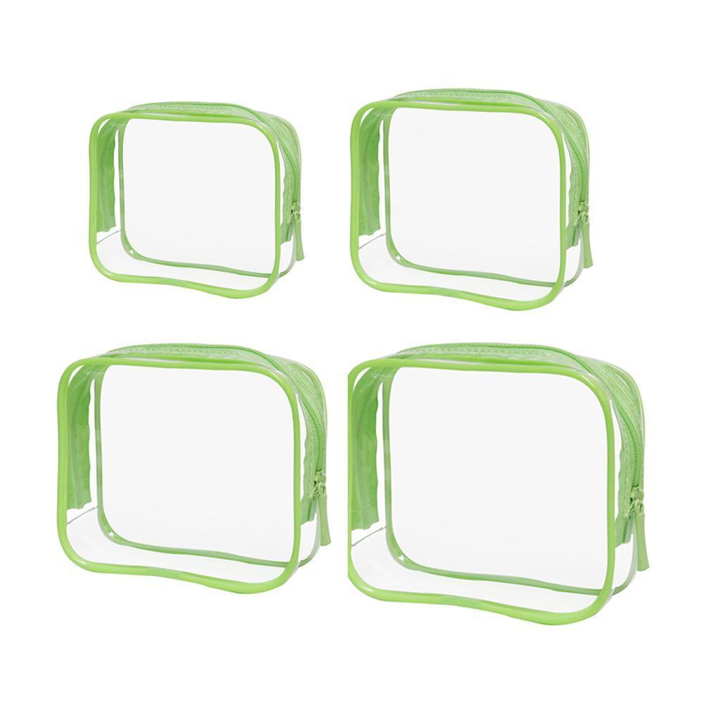 4pcs Durable PVC Cosmetic Bags Easy to Clean Multiple Sizes and Colours 9 Shades - 4pcs-Yellow