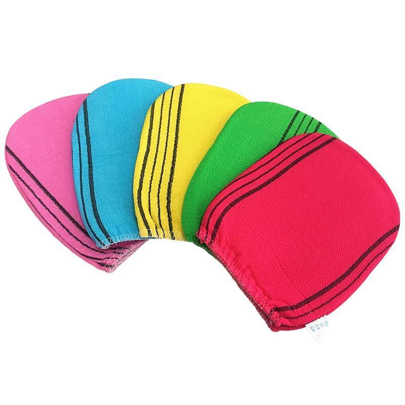 Fiber Cleaner Bath Glove Exfoliating Towel Body Rub Shower Scrub Glove Washcloth - Rose Red