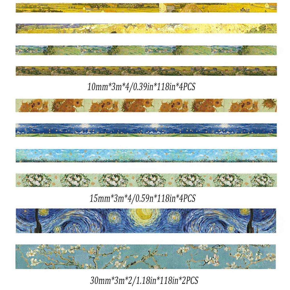 Gold Foil Washi Tape Set Decorative Craft Tape for Gift Wrapping Scrapbooking - JXHG