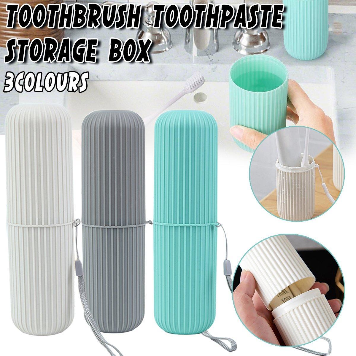 Travel Toothbrush and Toothpaste Holder Portable Bathroom Storage Box Case Cover - Green