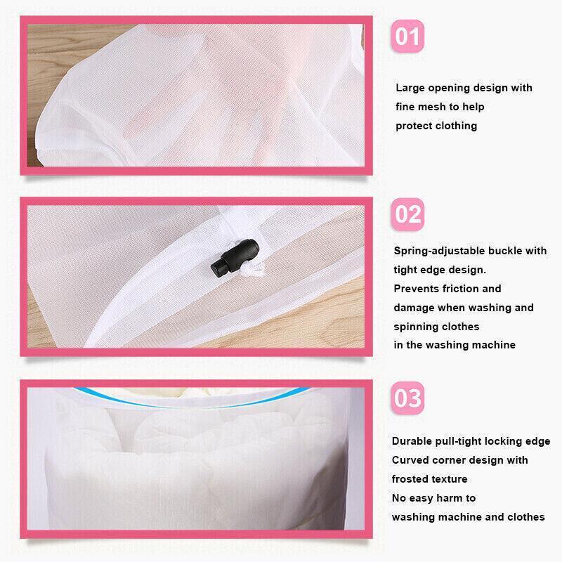 Laundry Washing Mesh Net Bag Drawstring Delicate Cloth Cleaning Clothes Lingerie - M (50*40CM)