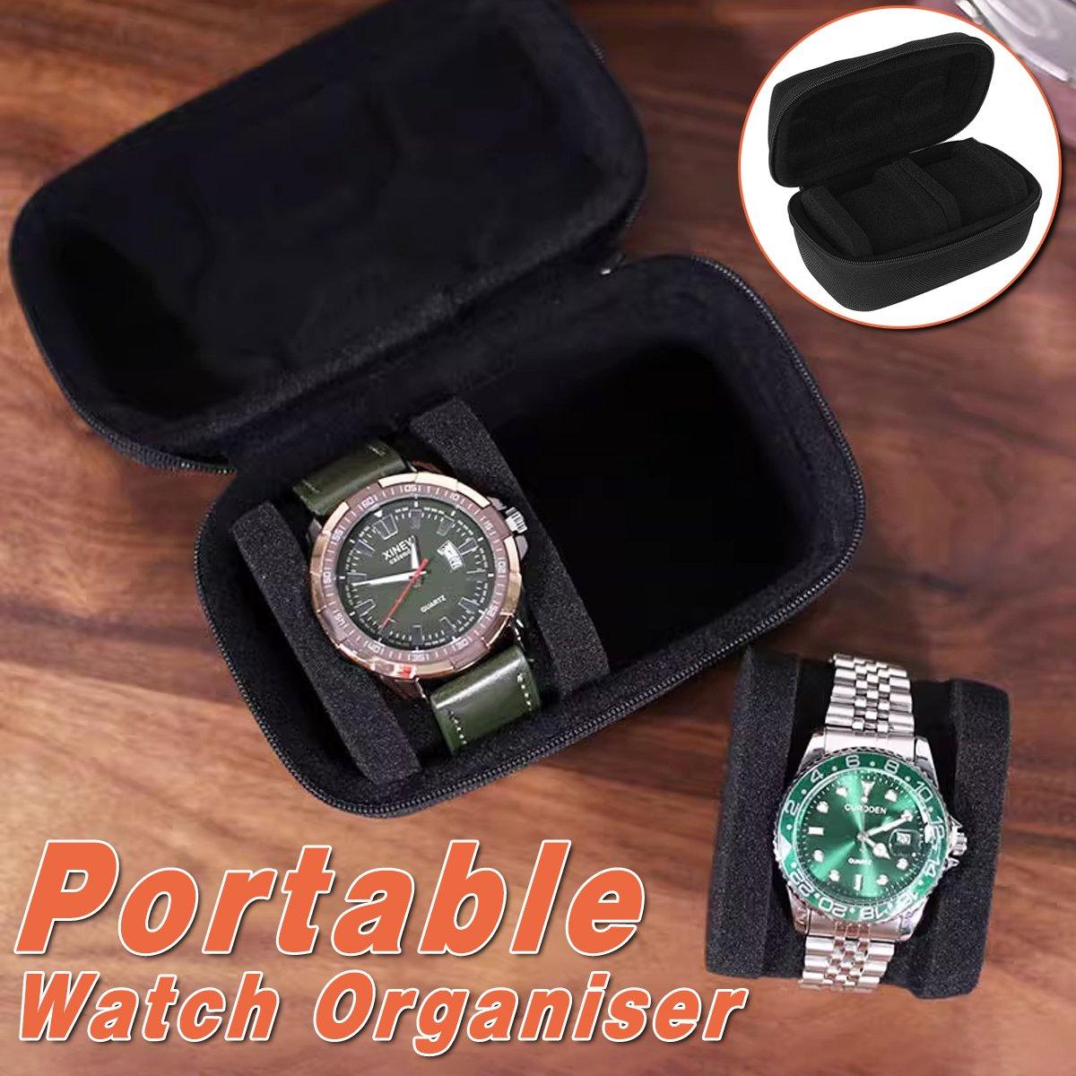 Two Card Portable Watch Organizer Box Storage Case for Watches and Straps