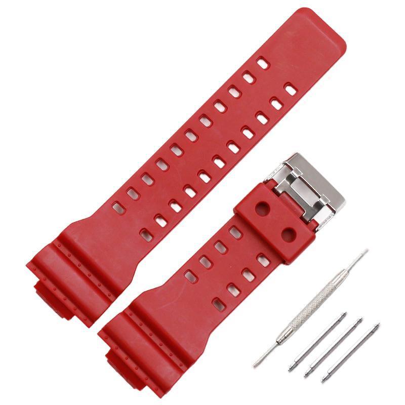 16mm TPU Watch Strap Compatible with G Series GA100 G8900 GW8900 with Tool Pins - Black