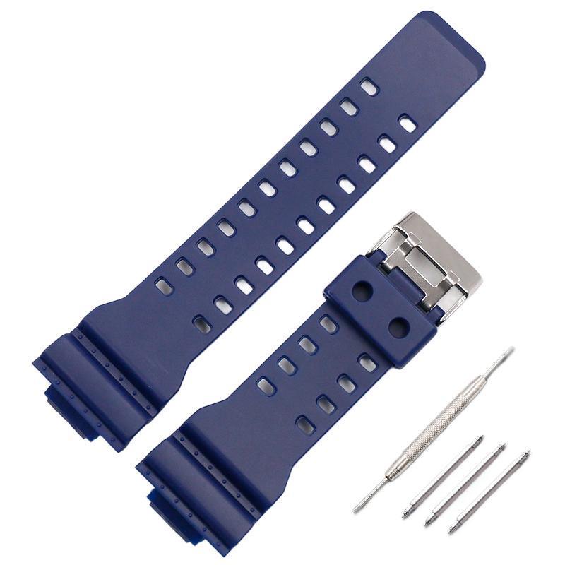 16mm TPU Watch Strap Compatible with G Series GA100 G8900 GW8900 with Tool Pins - Black