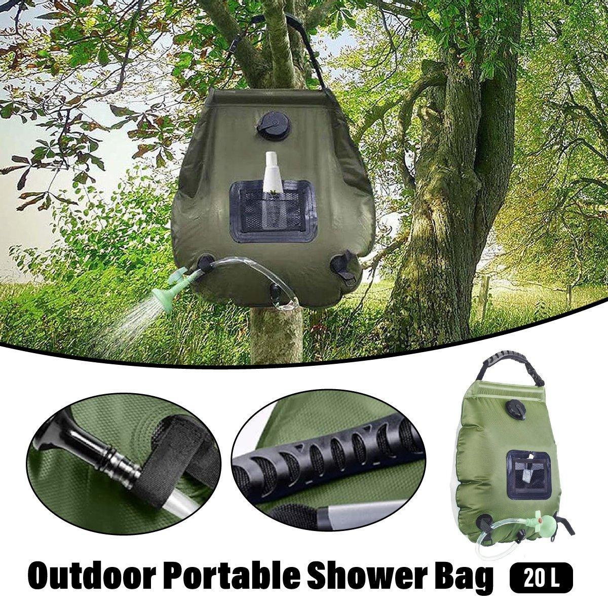 20L Camp Shower Bag Solar Heat Water Pipe Portable Camping Hiking Travel Outdoor