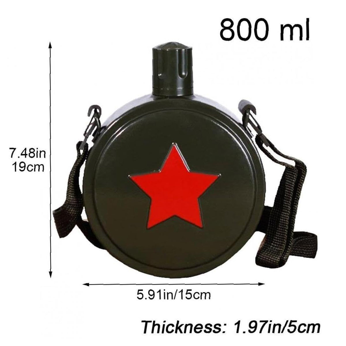 Outdoor Red Five Star Water Bottle Portable Camping Hiking Travel Water Bottle