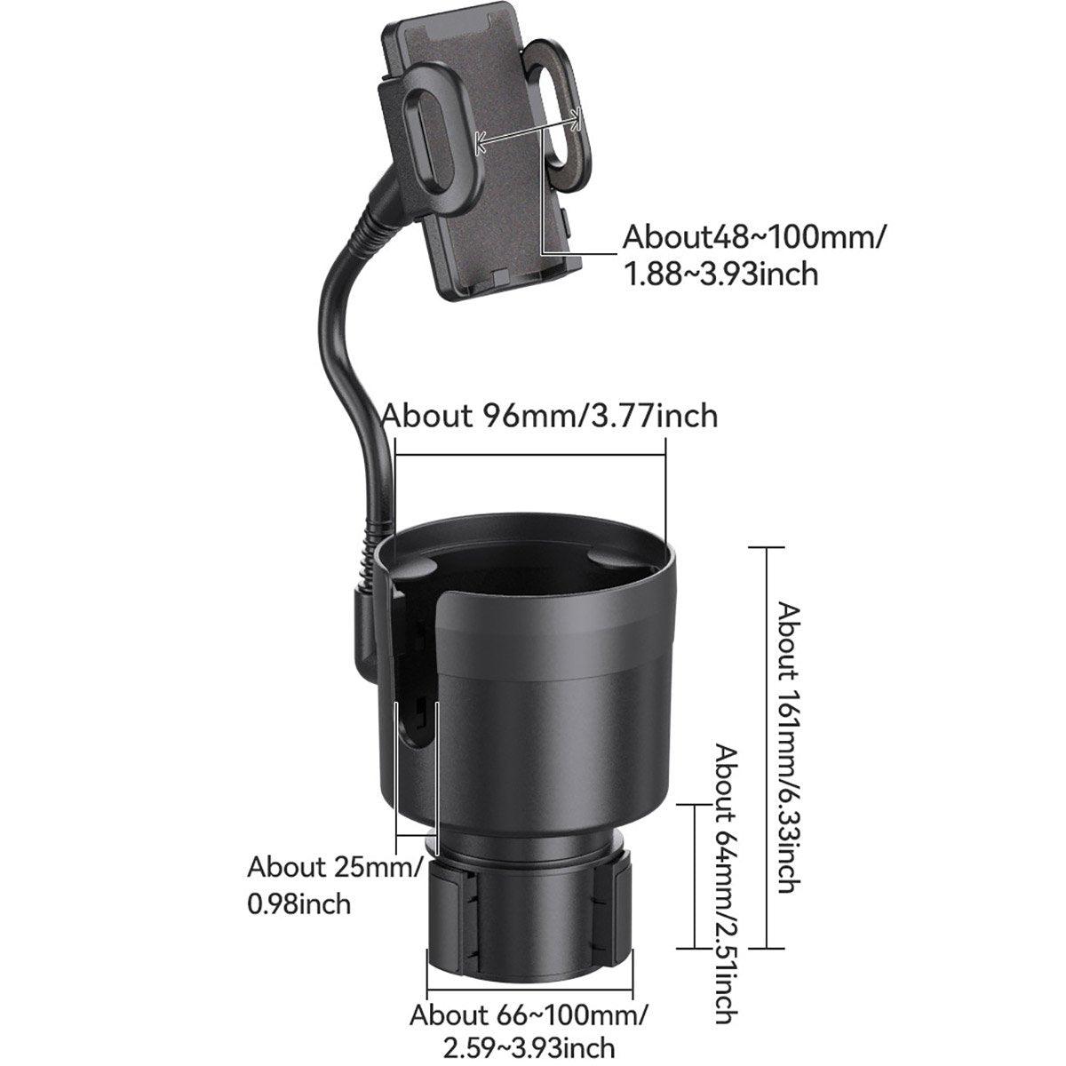 2 in 1 Car Phone Holder and Cup Holder Drink Organiser Water Bottle Holder