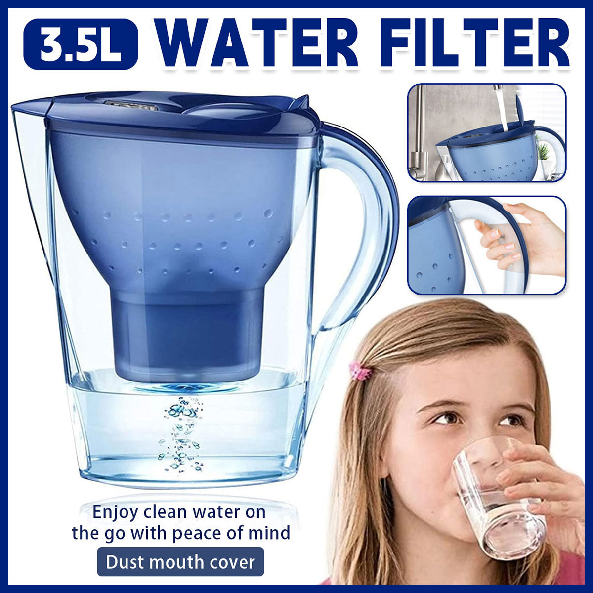 3.5L Water Purifier Kitchen Household Filter Kettle Live Water Filtration System