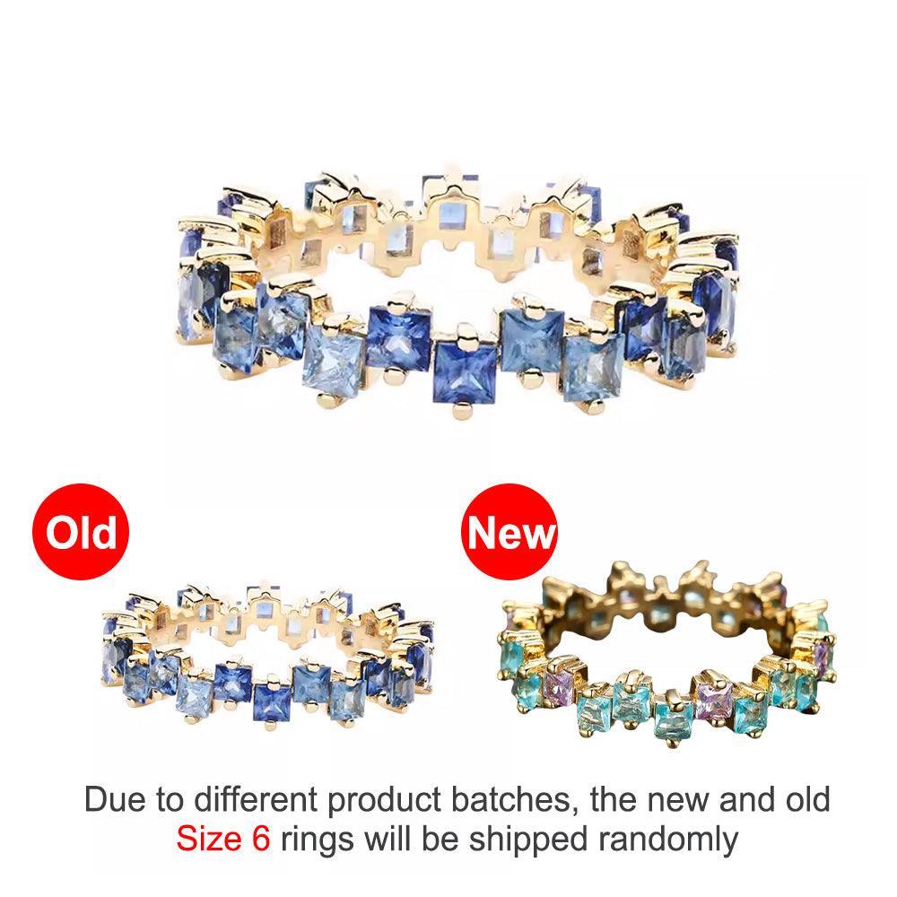 Square Design 1.2ct Simulated Diamond Women Engagement Ring Rose Gold Plated - Water Blue-Size 6