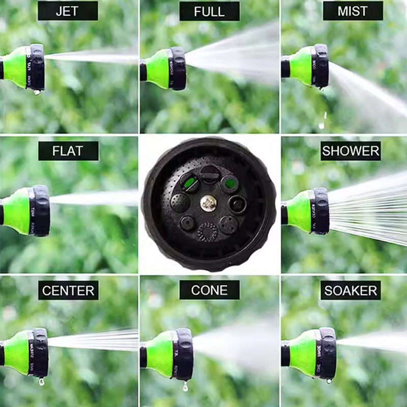 Washing Nozzle Plant Pet Hose 8-Mode Garden Car Water Foam Sprayer Soap Dispenser - Green