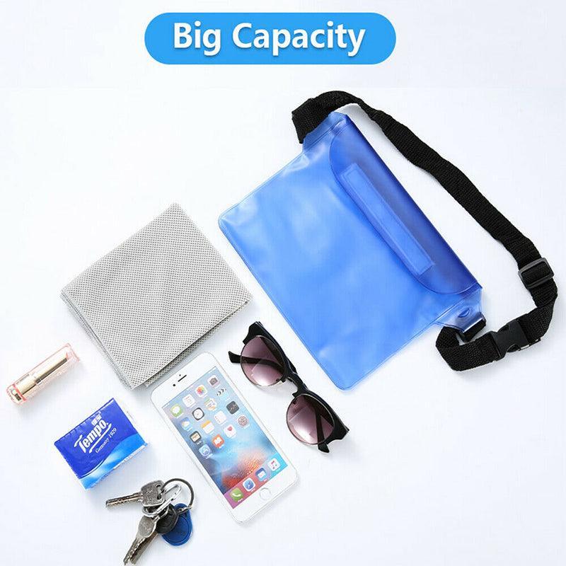 Waterproof Underwater Waist Belt Bum Bag Beach Swimming Boating Dry Phone Pouch - Blue