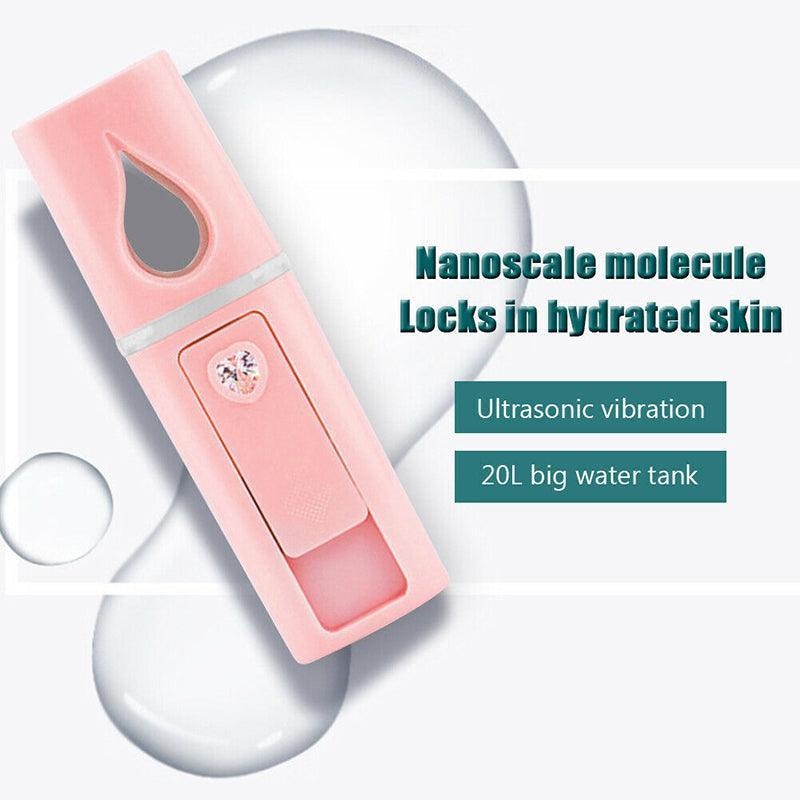L2 Mini Nano Facial Mister With Top Mirror Rechargeable Cool Mist Sprayer  Au - Pink