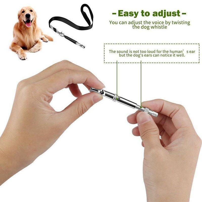 Adjustable Ultrasonic Dog Training Whistle with Keychain Cover for Bark Control