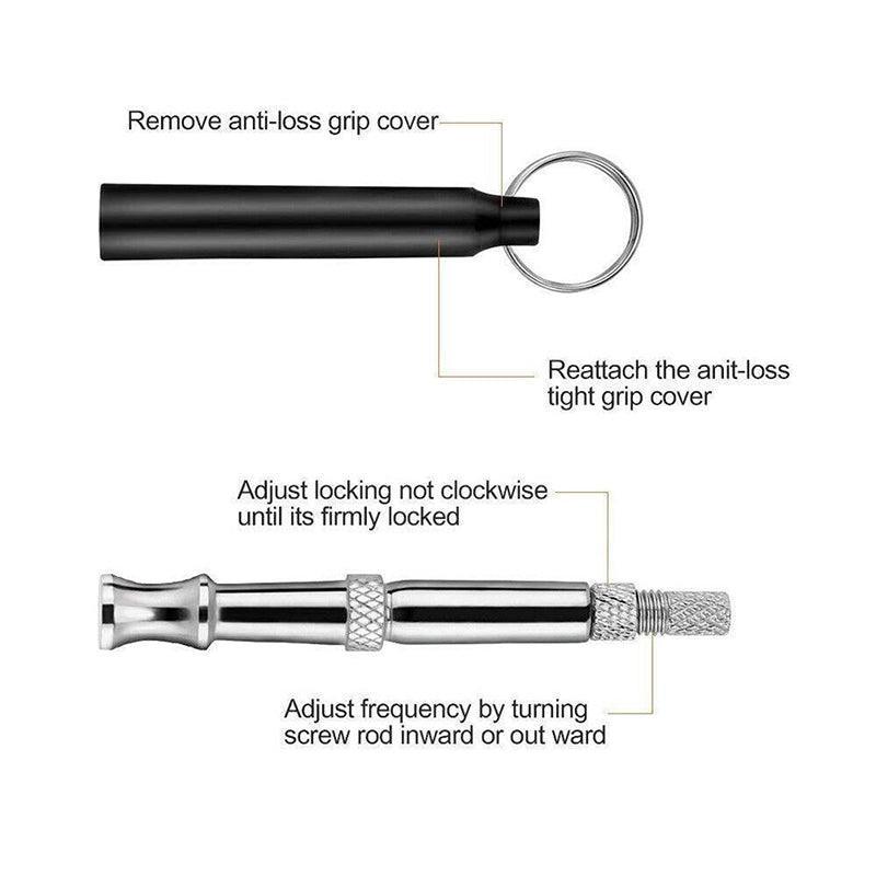 Adjustable Ultrasonic Dog Training Whistle with Keychain Cover for Bark Control