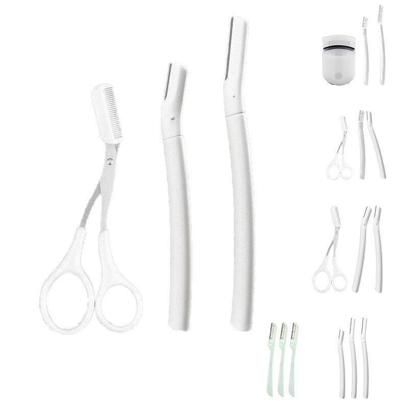 3Pcs Eyebrow Razor Set Facial Trimmer Shaver Blade Hair Remover Beauty Tool - Eyebrow Razor-White-1*Short+2*Long