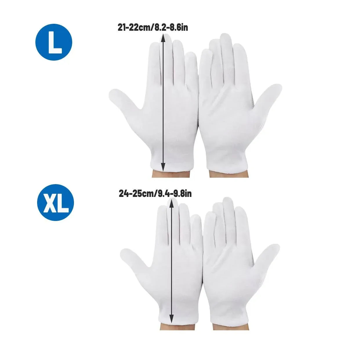 12 Pairs Cotton Work Gloves Breathable Knit L Black XL White - XL