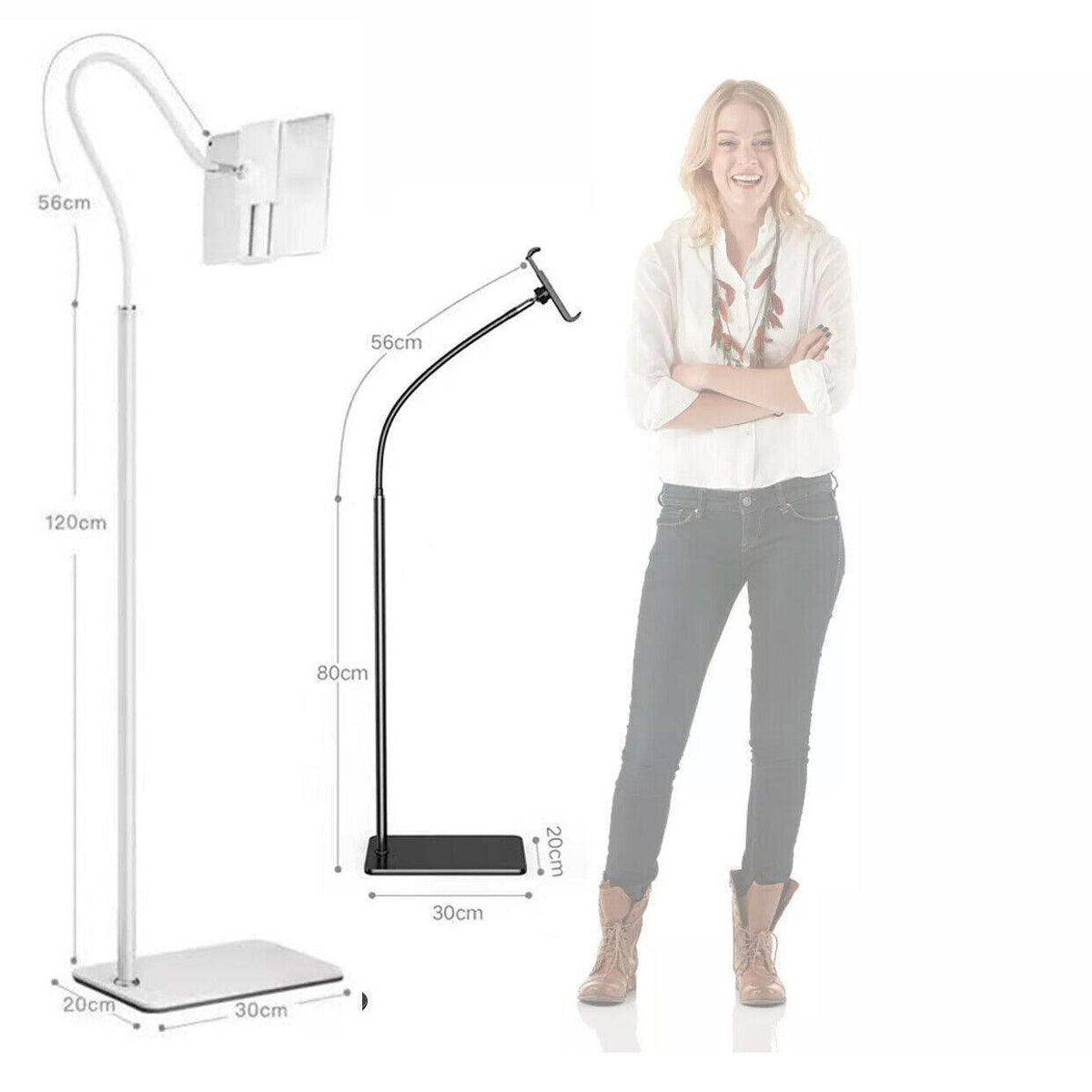 Adjustable Floor/Desk Stand Bed Lazy Mount Holder Arm Bracket For Phone Tablet - 6.5-9cm White(Desk Stand)