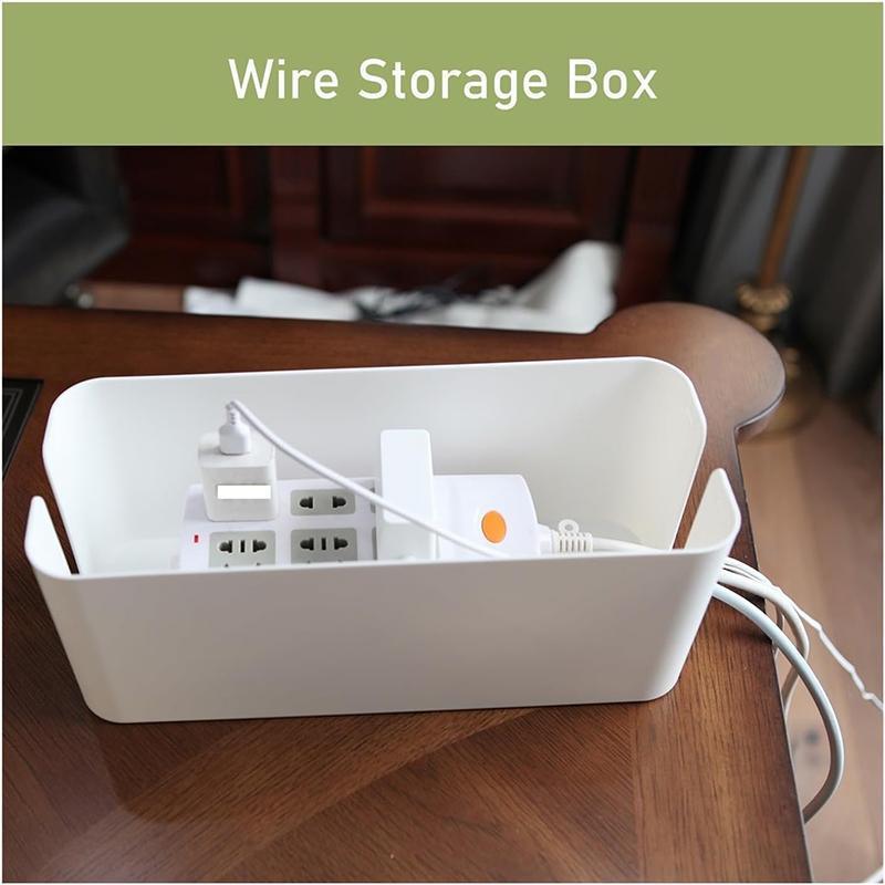 Large Cable Wire Storage Box Case Cord Management Socket Tidy Organizer with Lid - White M